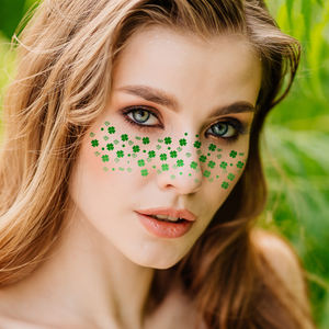 Décorations de fête de Patrick Parade irlandaise adulte Performances célébrer les trèfles à quatre feuilles trèfles chapeaux verts tatouages - Product Image 3