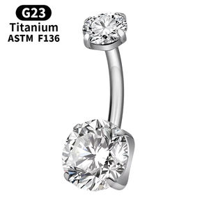 Venta al por mayor G23 Titanio 14G Ombligo Anillos Claro Cuatro Puntas CZ Vientre Ombligo Anillo Estilo Básico Mujeres Cuerpo Piercing Joyería - Product Image 1