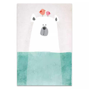Nordic Style White Polar Bear <strong>Nursery</strong> Cartoon Picture HD Canvas <strong>Prints</strong> for Kids Room Decoration - Product Image 2