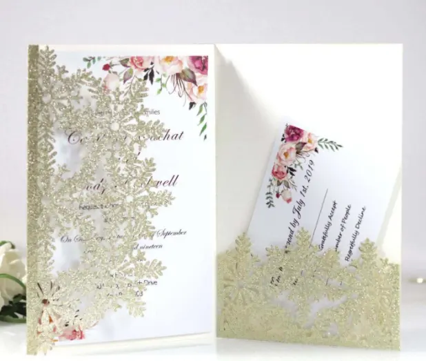 Üst sınıf ipek folyo kutusu einladungskarten hochzeit düğün davetiyesi kartları diğer düğün süslemeleri noel kartı