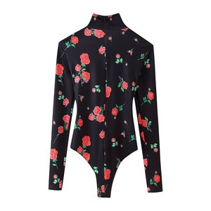 KAR & OT ZA ropa de mujer 2025 verano nueva moda francesa tridimensional flor decoración estampado <span class=keywords><strong>mono</strong></span> de manga larga 6921 - Product Image 2