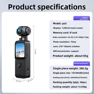 Caméra sportive de poche grand angle à écran tactile anti-vibration haute définition 5K, caméra numérique portable pour vlog - Product Image 2