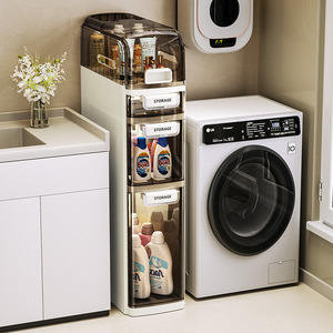 Bathroom Narrow <b>Gap</b> Storage Cabinet 5 Layers Multi Functional Toilet Side Organizer Dustproof Bathroom Storage Shelf - Product Image 3