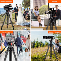 Tripod Aluminium 3-Seksi dengan Kaki Lipat, Pengunci, Peredam Hidrolik, dan Video Head