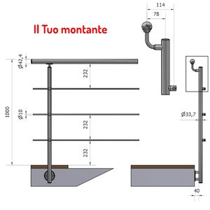 ราวจับ P110131-3ซาติน3-ซาติน Aisi 304คานขวางทำจากสแตนเลสสำหรับราวบันไดปรับได้ - Product Image 1