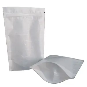 Kraft Papieren Zak Ziplock Bags Kraft Stand Up Pouch Wit Bruin Heat Seal Aangepaste Diepdruk Oem 1-8 Kleuren 100 Pcs