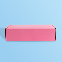 Boîte d'expédition en papier ondulé recyclable avec logo personnalisé, holographique rose et gaufré, pour l'emballage des petites entreprises