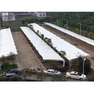 Abri de stationnement extérieur personnalisé en membrane PVDF, abri de voiture cantilever en acier anticorrosion, structures en tissu pour parking, abri de voiture - Product Image 6