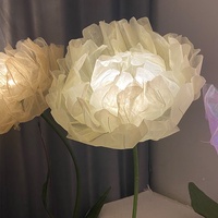 Lampe sur pied géante artisanale à ouverture et fermeture électriques, motif pivoine sérigraphié, 60 cm, couleur personnalisable, pour l'ambiance des salles de diffusion en direct