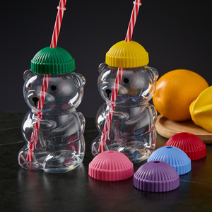Nouvelle conception, gobelets en plastique en forme d'ours en peluche de 500 ml avec couvercle, <span class=keywords><strong>bouteille</strong></span> de boisson en plastique de 16 oz - Product Image 4