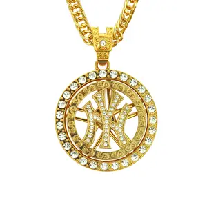 Fashion Gold Plated Women Rapper Bling Bling Mens Miami Iced Out Pendant Moissanite Hip Hop Cuban Link Chain Necklace Jewelry