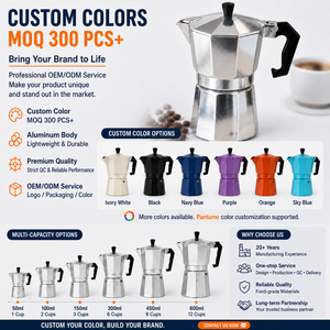 เครื่องชงกาแฟพกพาแบบคลาสสิก Kingze สำหรับเตาแก๊ส ขนาด 50 มล. 100 มล. 150 มล. 300 มล. 450 มล. 600 มล. หม้อโมก้าพอทสำหรับทำกาแฟเอสเพรสโซแบบอิตาเลียน - Product Image 2