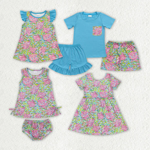 ชุดเสื้อผ้าเด็กชายหญิงลายเต่าสำหรับฤดูร้อน ชุดพี่น้อง กางเกงขาสั้น - Product Image 1