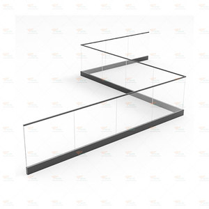 Balustrade moderne en verre pour balcon et porche Base en acier inoxydable Aluminium U Channel LED Lights Frameless Balustrade for Apartment Terass - Product Image 1