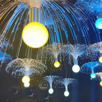 Lampes suspendues LED en fibre optique effet méduse, 25cm 30cm, IP44 étanche, blanc chaud 3500K, pour ambiance étoilée nocturne, mariage