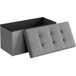 Gray Fabric <b>Storage</b> Ottoman <b>Bench</b> 30x14x15 Inches Modern Design for Bedroom <b>Living</b> <b>Room</b> Furniture - Product Image 1