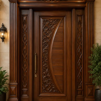 Portes en bois massif sculptées vintage, portes intérieures en bois faites à la main pour la décoration de villas de luxe