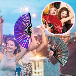 Abanico Plegable de Bambú Personalizado de 33 cm (13 Pulgadas) con Diseño Promocional, Abanico de Mano Grande de Plástico PVC para Bailar - Product Image 2