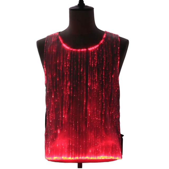Sleeveless Eco-Friendly Hip Hop Men's LED Lights T-Shirt Tank Top Luminous Color-Changing Glow Dark Music Inspired Bling Bling