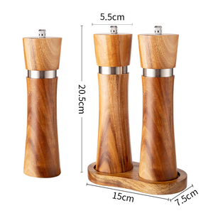 Ensemble moulin à sel et à poivre en céramique avec logo personnalisé, moulin à poivre manuel en bois pour usage domestique, ingrédients d'épices en boîte - Product Image 2