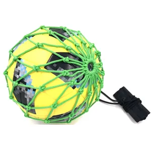 ネットハンドル付きサッカーボールシングルサッカーキックトレーナーボールロックネットサッカー弾性トレーニングジャグリングバッグネットサイズ3、4、5
