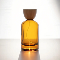Botol Parfum Kaca Amber Mewah 30ml 50ml 100ml dengan Logo Custom, Tutup Kayu, Sablon, Pompa Semprot, dan Kotak untuk Serum Perawatan Kulit