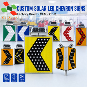 Señal de Tráfico Solar LED con Flecha Chevron, Impermeable IP65, de Una y Dos Caras, Alimentada por Energía Solar, Señal de Advertencia y Guía Vial, OEM ODM - Product Image 1