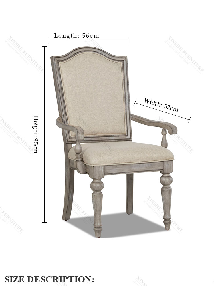 American Nordic Family DiningTtable Chair Retro Back Chair 2021 New Full Solid Wood Armrest Cloth Dining Chair