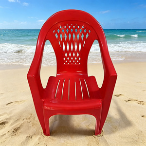 Chaise de jardin en plastique avec dossier ovale, hauteur 900 mm, siège de plage extérieur pour adulte, en polypropylène - Product Image 2