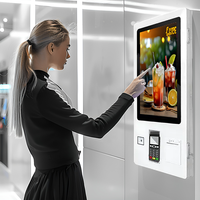 Kiosque de paiement en libre-service debout au sol de supermarché avec fonction SDK d'imprimante de point de vente à écran tactile suspendu au mur pour la commande automatique