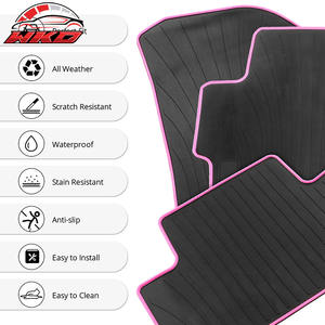 Alfombrillas de goma estilo IKON para Honda Civic 2006-2011, alfombra negra y borde rosa con logotipo IKON, impermeables - Product Image 5