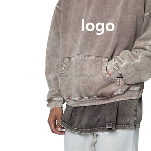 Felpa con cappuccio stile Vintage francese personalizzata con cappuccio pesante e acido lavato per stampa a sbuffo tessuto in spugna sbiadito da sole per <span class=keywords><strong>Autu</strong></span> - Product Image 3
