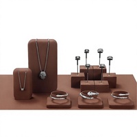Présentoir à bijoux marron pour bracelets, colliers, pendentifs, boucles d'oreilles, bagues et bracelets de poignet, pour comptoir et vitrine