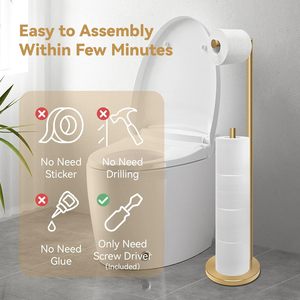 Wholesale Double Rod <b>Tissue</b> Roll Holder Storage Toilet <b>Paper</b> Towel Holder Stand with Weighted Base for Bathroom Accessories - Product Image 2
