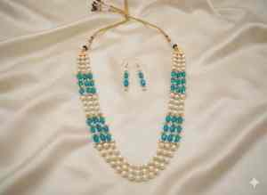 Ethnic <b>Indian</b> Traditional Antique Beaded Mala <b>Set</b> High Gold Polish Three Layer Necklace Perfect for Festivals and Functions - Product Image 4