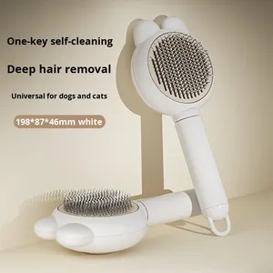 うさぎ耳型PPセルフクリーニングマッサージコームブラシ 猫と犬用グルーミングツール - Product Image 3