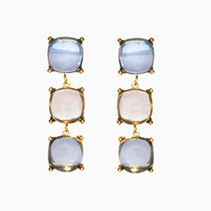 Pendientes Colgantes de Moda, Acero Inoxidable 316L, Chapado en Oro PVD, Resistentes y Sostenibles, con Piedra Azul - Product Image 1