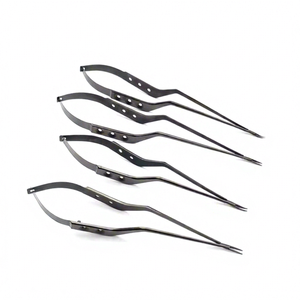 Ensemble de forceps chirurgicaux microscopiques manuels Yasargil 18,5 cm/22,5 cm, forme baïonnette, instruments en acier inoxydable, certifiés CE Classe I - Product Image 1