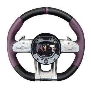 Cuir pour volant <span class=keywords><strong>AMG</strong></span> pour <span class=keywords><strong>Mercedes</strong></span> Benz W223 W253 W213 W205 W222 W206 W213 C43 E63 AMGVolant avec palettes de changement de vitesse - Product Image 6