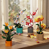 4 Pcs Set Blok Bangunan Bunga Botani Burung Cendrawasih Anggrek Plum Blossom Krisan Tanaman Bata DIY Dekorasi Meja Hadiah