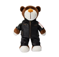 Casque de moto en peluche en forme d'ours, jouet, cadeau d'anniversaire, non toxique, 28 cm de haut