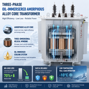Transformador trifásico de aleación amorfa de grado I de ahorro energético 10kV 0.4kV IEC 60076 alineado con los objetivos de neutralidad carbono - Product Image 3