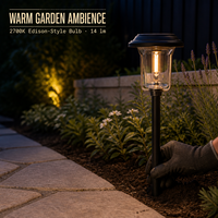 Lampe solaire de jardin pour allée, lumière blanche chaude douce 2700K, IP65, contrôlée par capteur, pour extérieur
