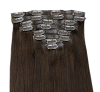 Extensions de cheveux humains bruns lisses en soie de haute qualité, double épaisseur, vrais cheveux Remy, extensions de cheveux blondes à clipser sans couture