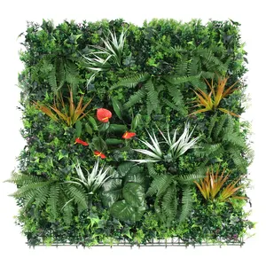 Ruopei 100*100cm Boxwood Hedge Faux Foliage Panel Artificial Green Grass Wall For Indoor Outdoor Decoration