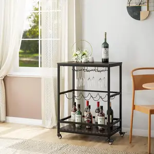 Estantes de vino y soportes de vidrio Carrito de servicio de bebidas de vino rodante de cocina Carrito de Bar de vino