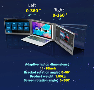 Nhà máy OEM/ODM Ba máy tính xách tay màn hình Extender kép 15.6 inch 1080p <span class=keywords><strong>LCD</strong></span> màn hình xách tay Tri Màn hình Màn hình cho máy tính xách tay - Product Image 6