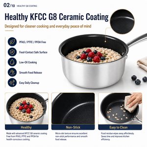 Olla de Acero Inoxidable de 5 Capas con Revestimiento Cerámico KFCC G8 de Alta Gama, Libre de PFAS, Ecológica, con Micro Puntos, para Sopa y Leche - Product Image 5