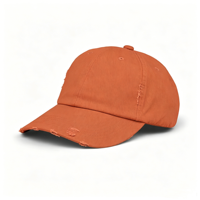 Gorra de béisbol de sarga de algodón desgastada de 6 paneles Four Seasons, color naranja, deportiva, ajustable, sin estructura, para golf, para adulto