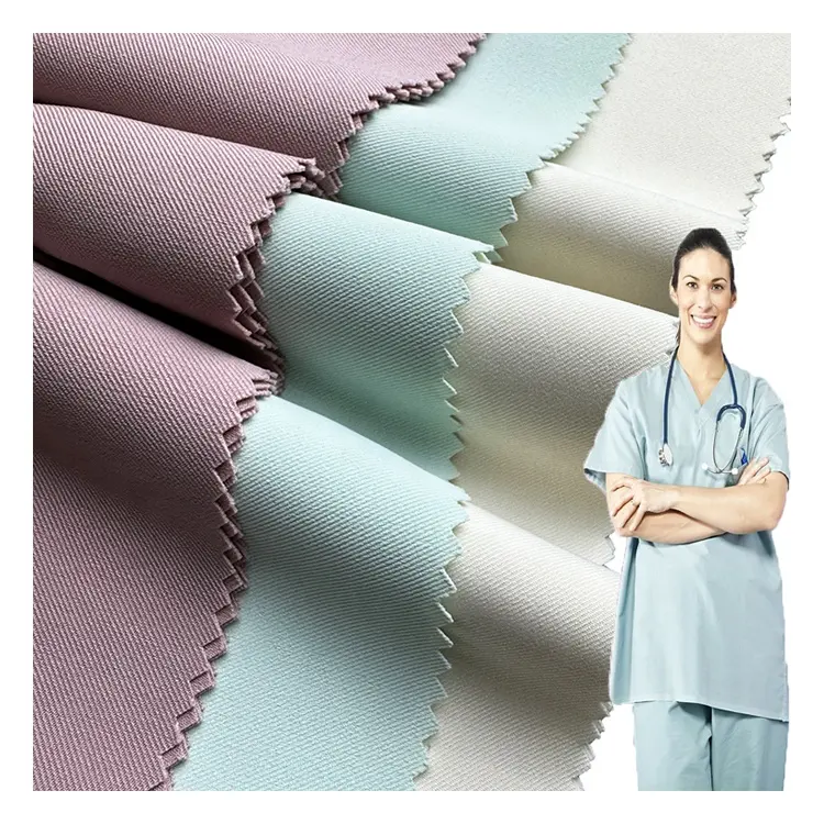 Ospedale tessuto tessuto in saia poliestere Spandex Scrub per uniformi mediche